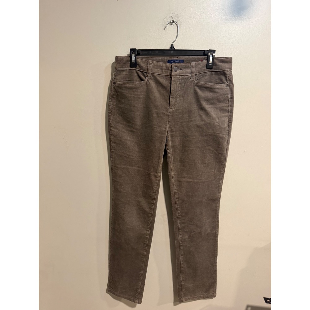 Talbots Simply Flattering 5-Pocket Corduroy Straight Leg Pants Taupe Brown 8